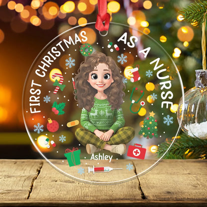 Personalized Ornaments First Christmas As A Nurse - Personalized Custom Acrylic Ornament