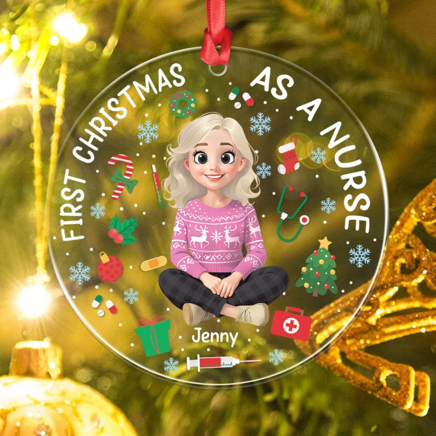 Personalized Ornaments First Christmas As A Nurse - Personalized Custom Acrylic Ornament