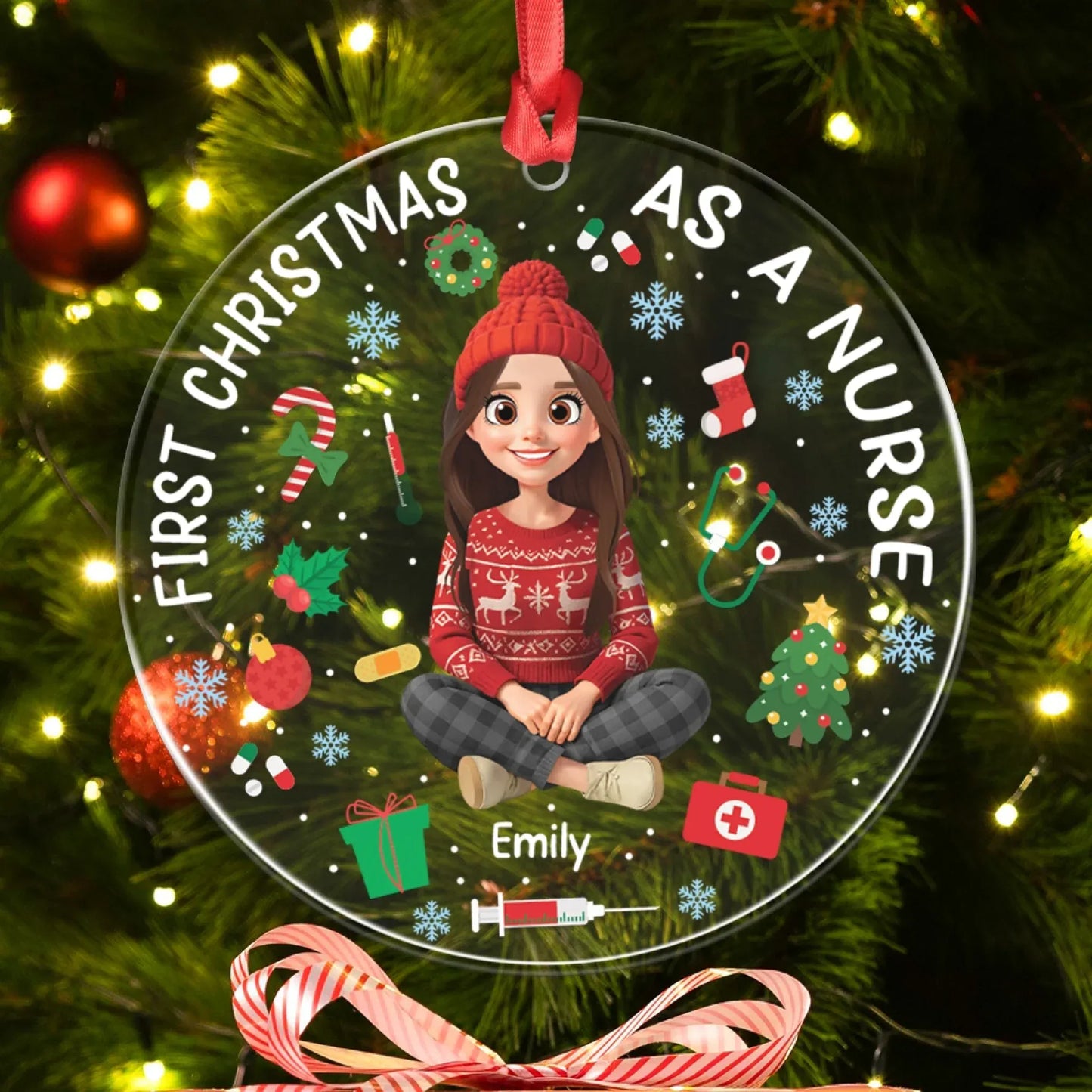 Personalized Ornaments First Christmas As A Nurse - Personalized Custom Acrylic Ornament