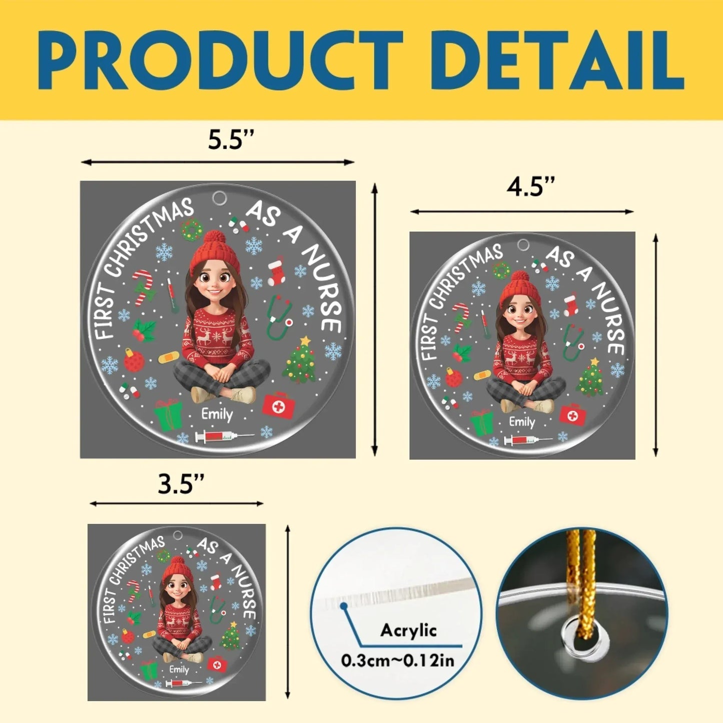 Personalized Ornaments First Christmas As A Nurse - Personalized Custom Acrylic Ornament