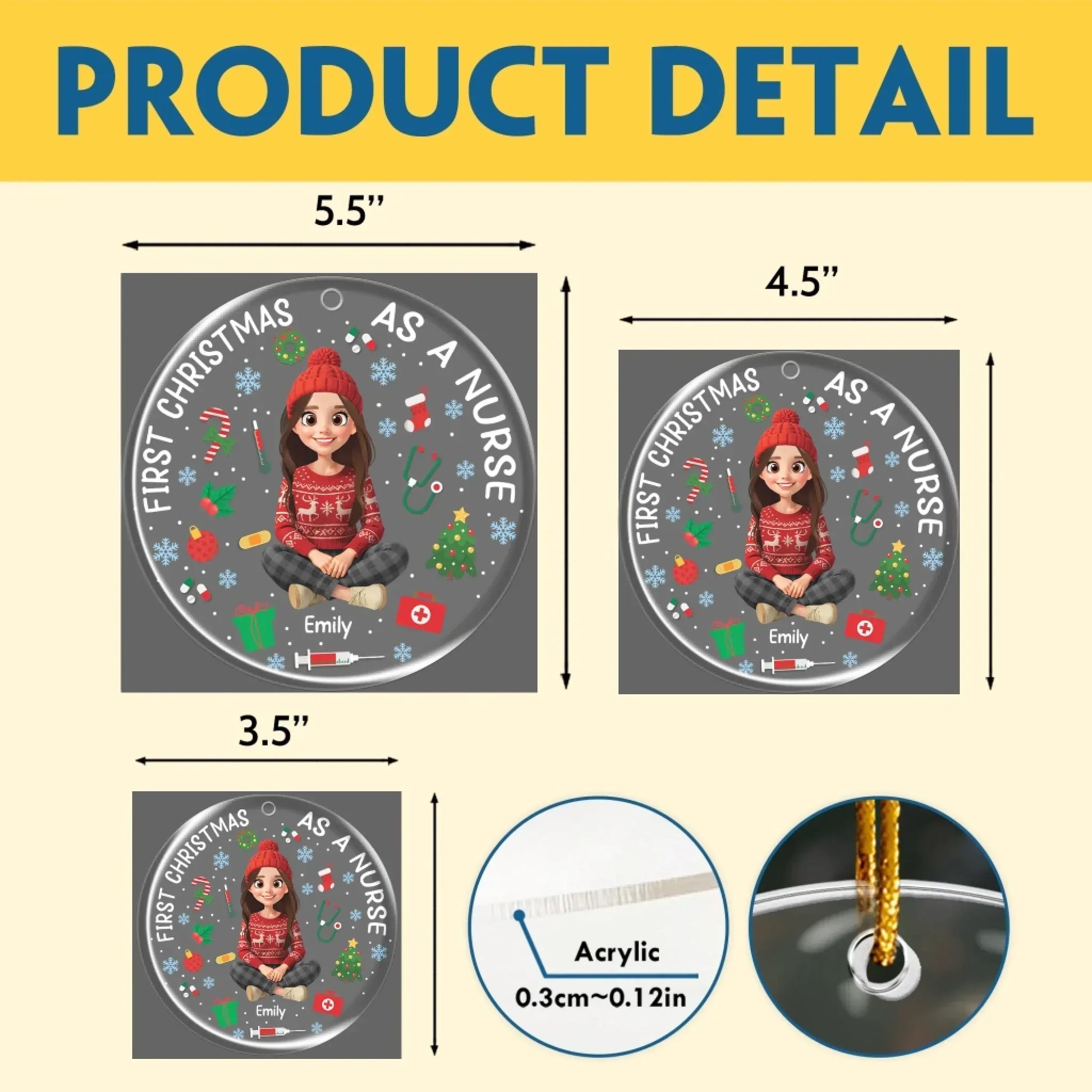Personalized Ornaments First Christmas As A Nurse - Personalized Custom Acrylic Ornament