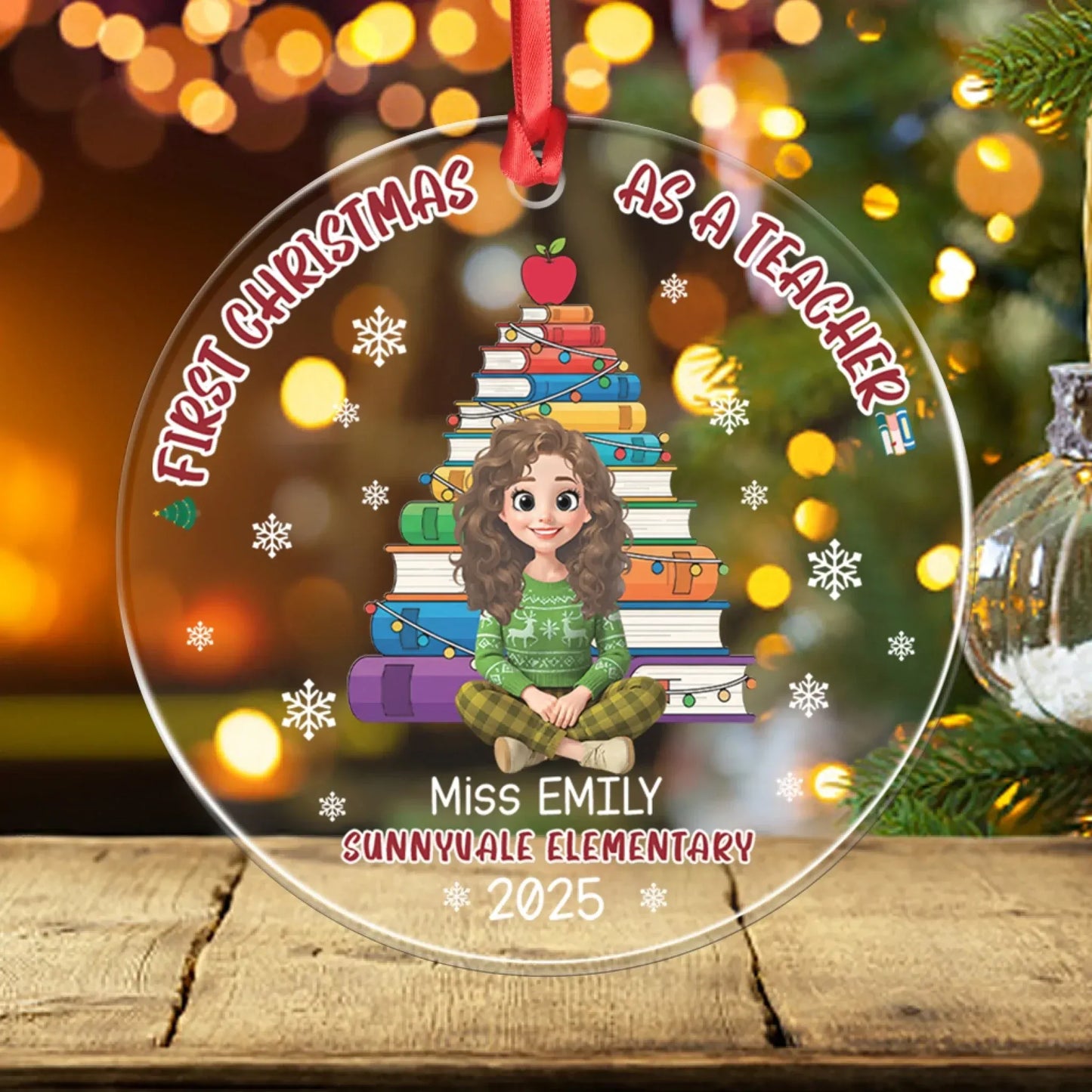 Personalized Ornaments First Christmas As A Teacher - Personalized Custom Acrylic Ornament