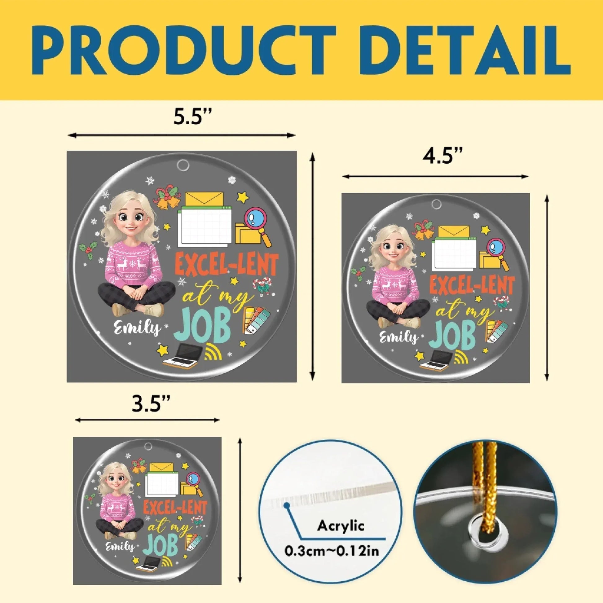 Personalized Ornaments Excellent At My Job - Personalized Custom Acrylic Ornament