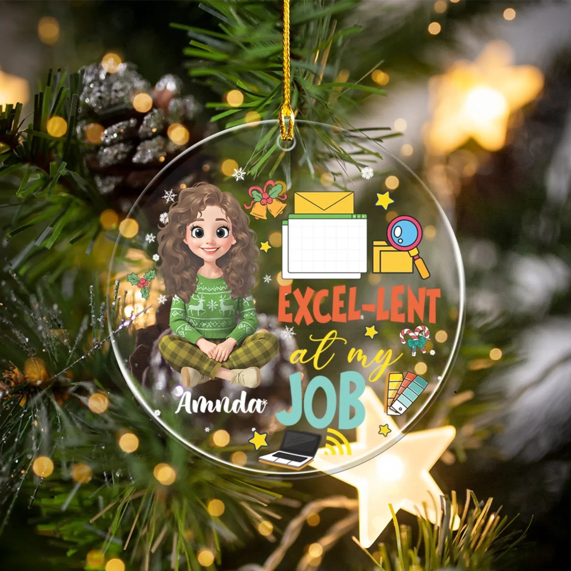 Personalized Ornaments Excellent At My Job - Personalized Custom Acrylic Ornament