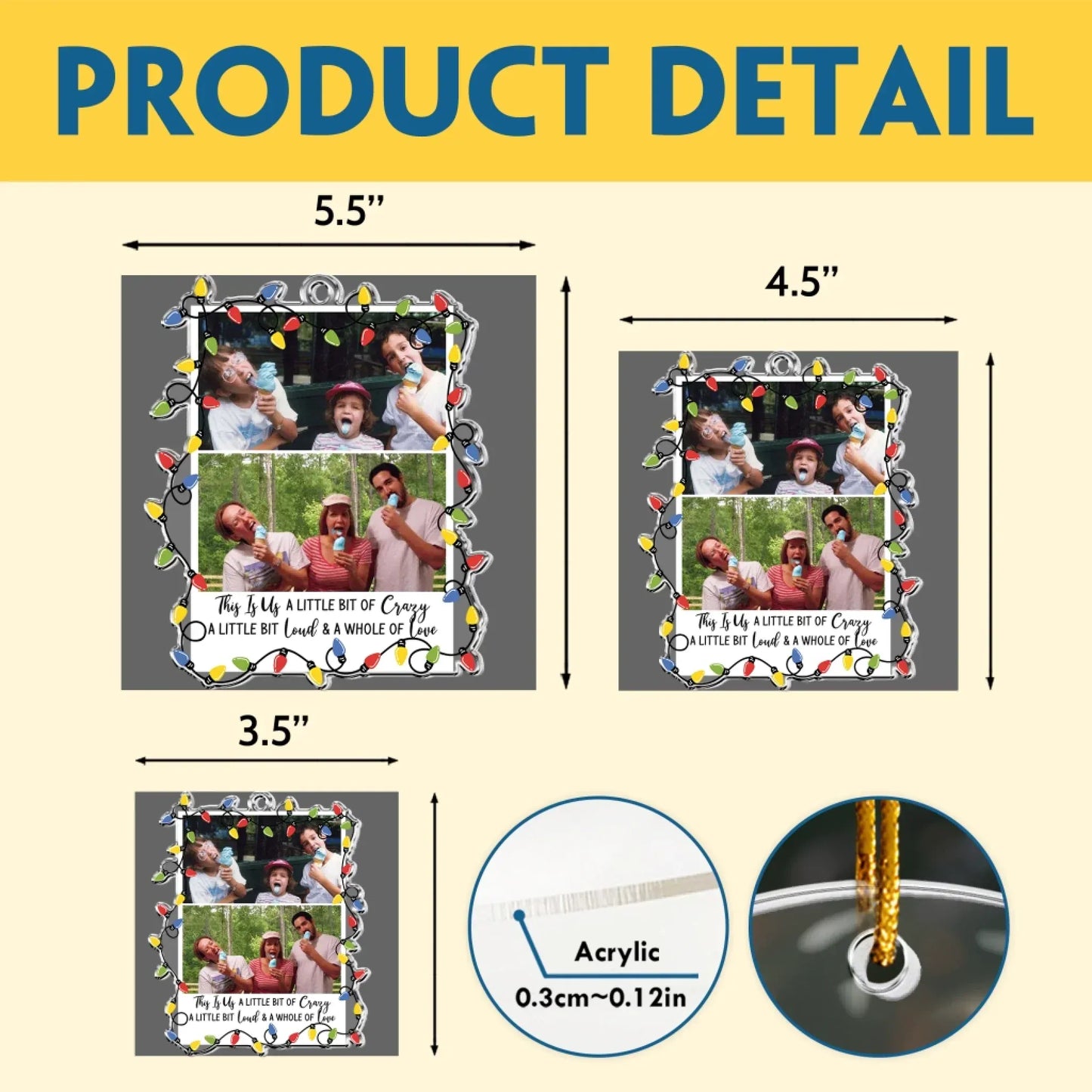 Childhood Family Photo - Holiday Family Keepsake - Personalized Acrylic Photo Ornament