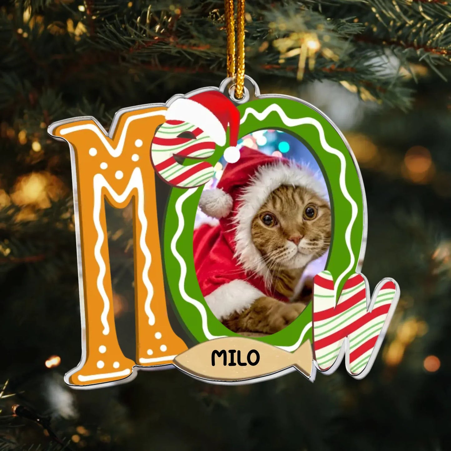 Personalized Ornaments Ornament Acrylic / Glass / 3.5in / 8.9cm Meow Christmas Funny Pet Photo - Personalized Acrylic Photo Ornament