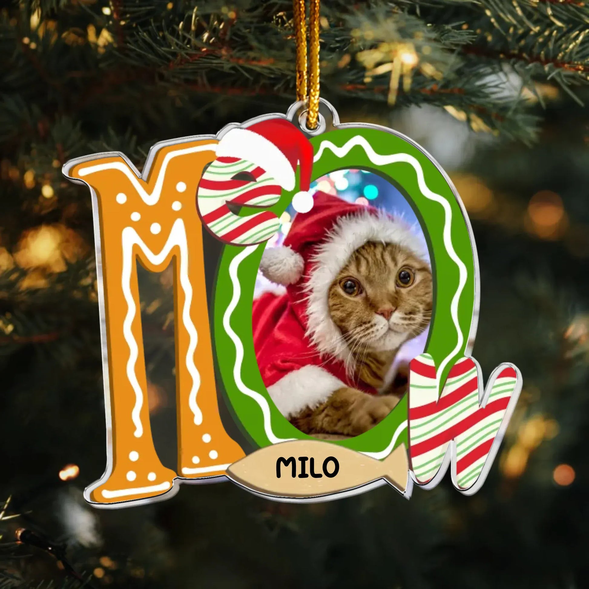 Personalized Ornaments Ornament Acrylic / Glass / 3.5in / 8.9cm Meow Christmas Funny Pet Photo - Personalized Acrylic Photo Ornament