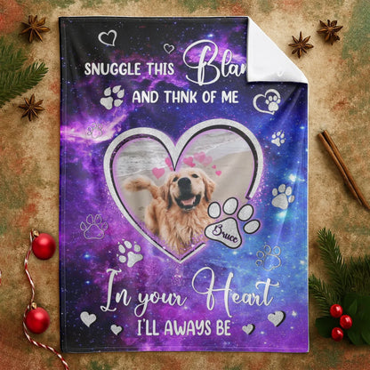 Personalized Blankets Snuggle This Blanket And Think Of Me In Your Heart - Personalized Pet Memorial Photo Blanket