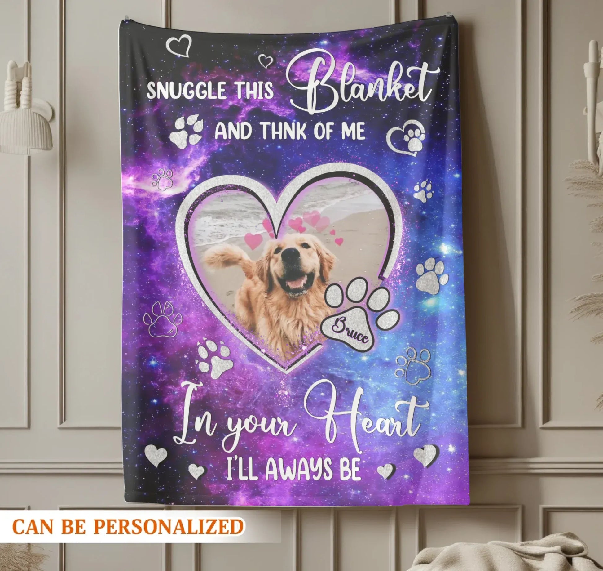 Personalized Blankets Snuggle This Blanket And Think Of Me In Your Heart - Personalized Pet Memorial Photo Blanket
