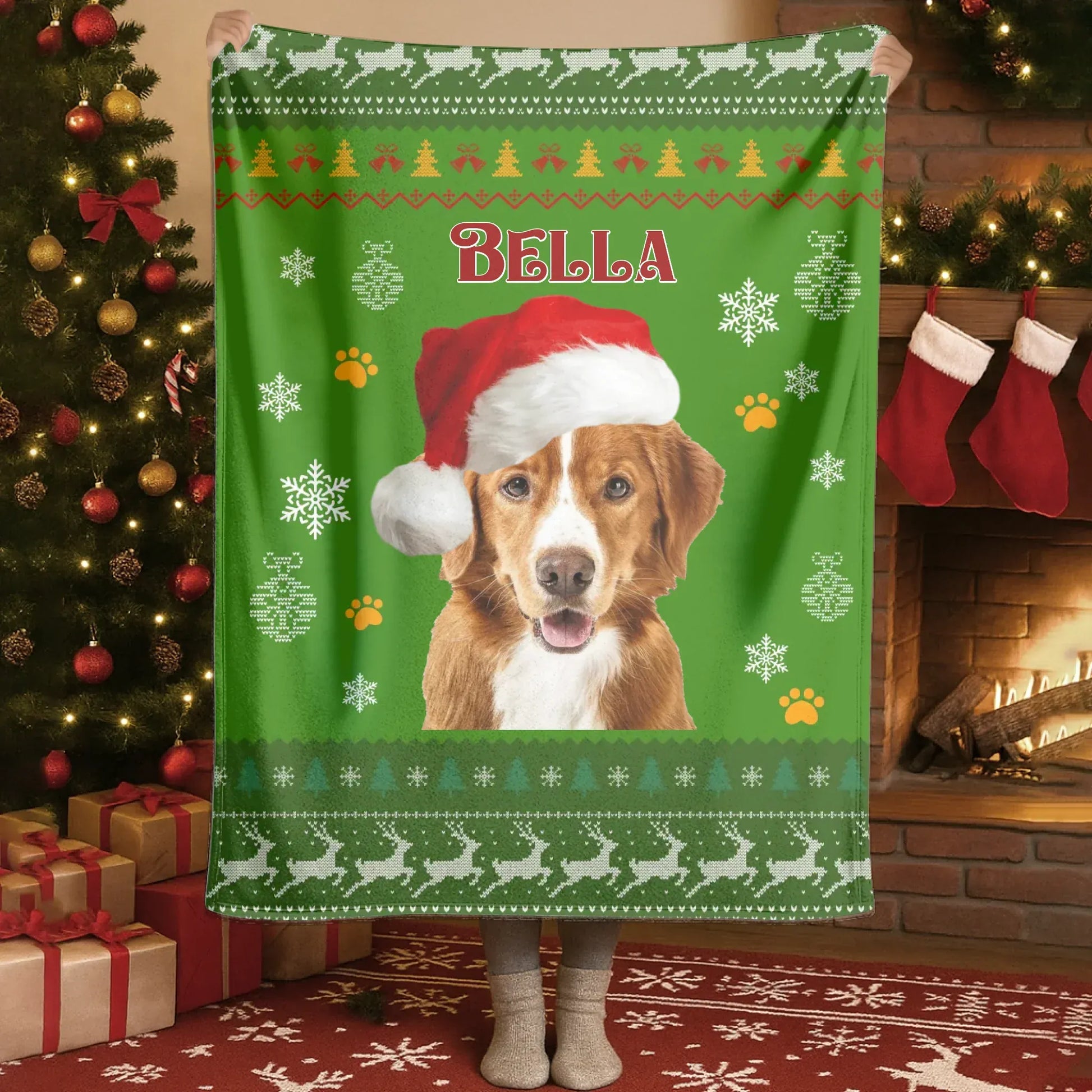 Personalized Blankets Blanket Custom KNT / White / 30x40in / 76x101cm Merry Christmas From Your Pup - Personalized Dog Photo Custom Name Blanket