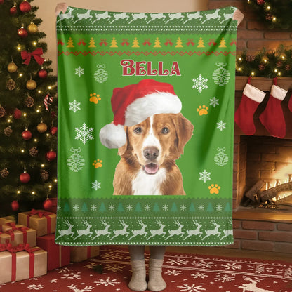 Personalized Blankets Blanket Custom KNT / White / 30x40in / 76x101cm Merry Christmas From Your Pup - Personalized Dog Photo Custom Name Blanket