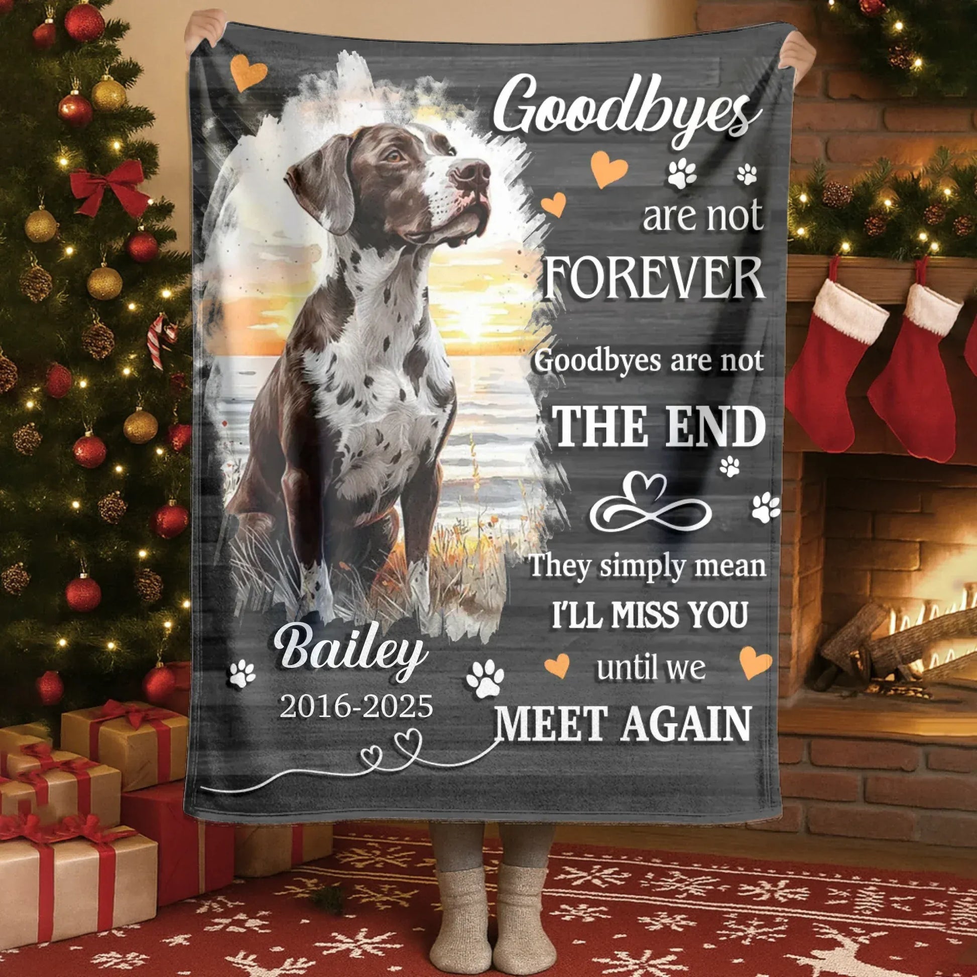 Personalized Blankets Blanket Custom KNT / White / 30x40in / 76x101cm Goodbyes Are Not Forever Until We Meet Again - Personalized Dog Memorial Photo Custom Name Blanket