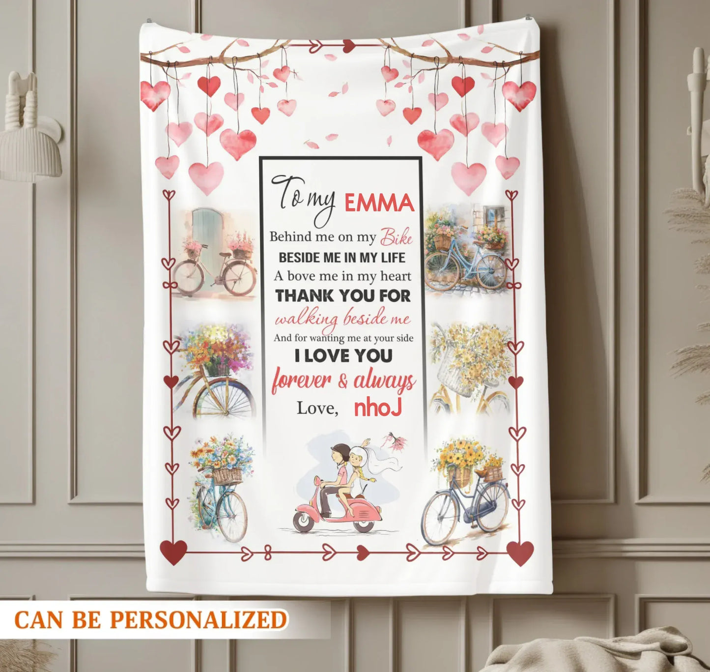 Personalized Blankets Behind Me On My Bike Beside Me In My Life - Personalized Couple Photo Custom Name Blanket