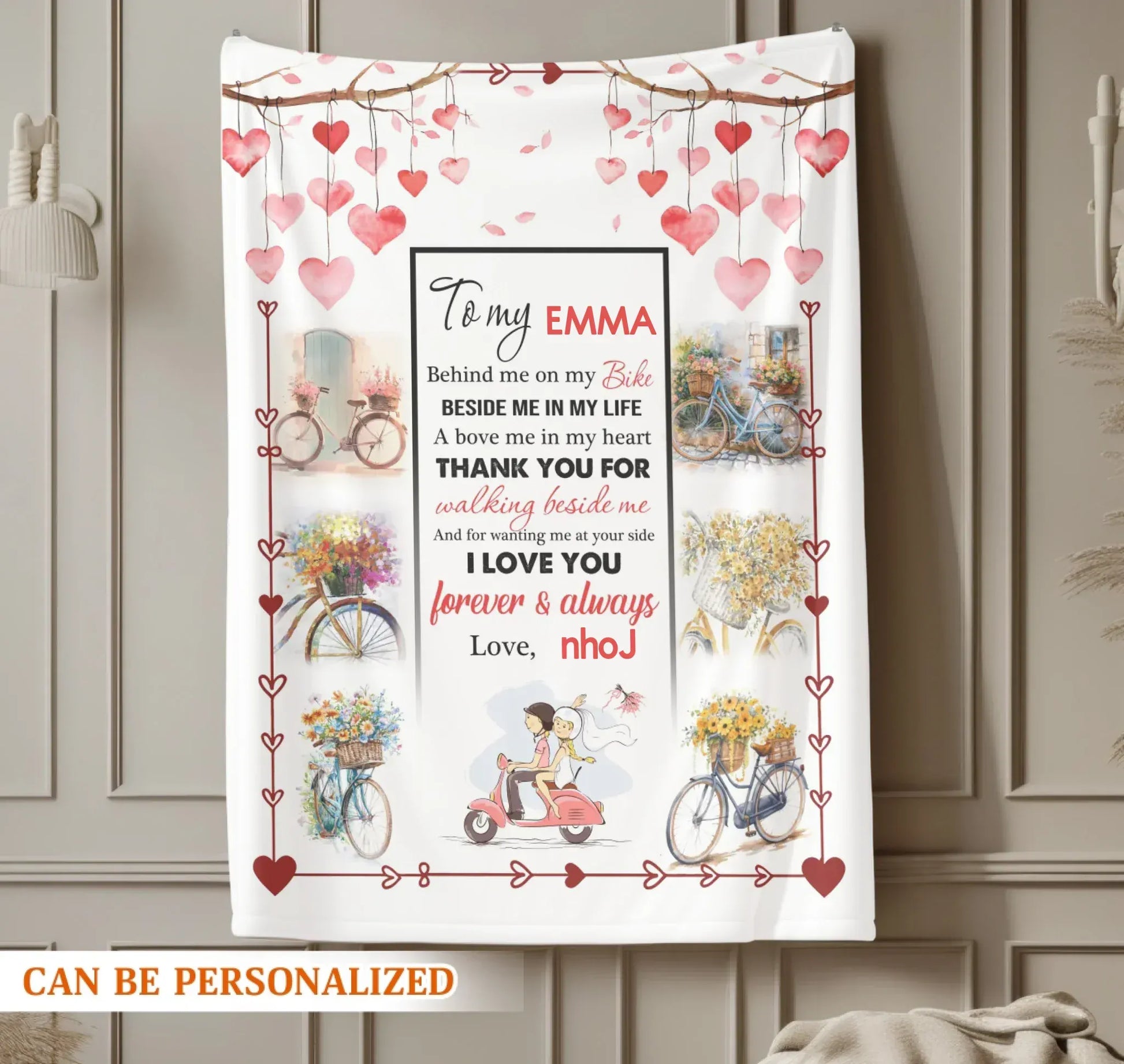 Personalized Blankets Behind Me On My Bike Beside Me In My Life - Personalized Couple Photo Custom Name Blanket