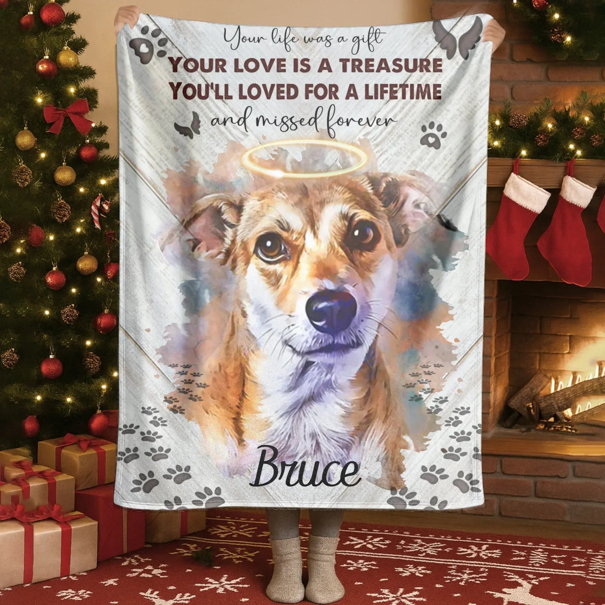 Personalized Blankets Blanket Custom KNT / White / 30x40in / 76x101cm Your Life Was A Gift Your Love Is A Treasure - Personalized Dog Memorial Photo Custom Name Blanket