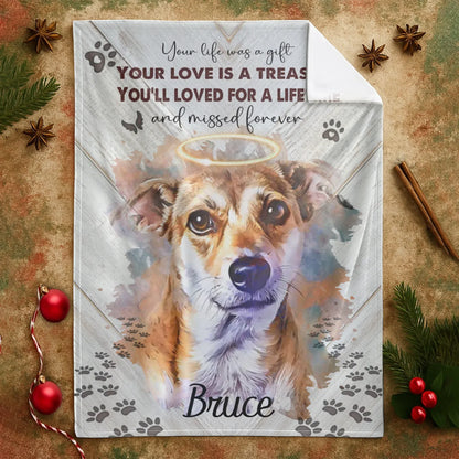Personalized Blankets Your Life Was A Gift Your Love Is A Treasure - Personalized Dog Memorial Photo Custom Name Blanket