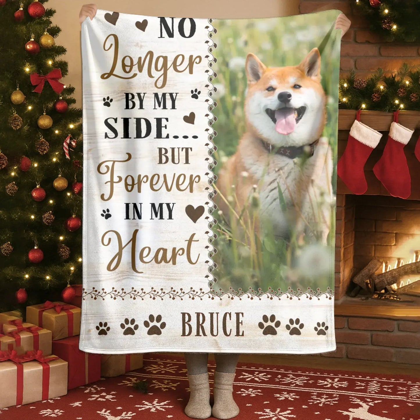 Personalized Blankets Blanket Custom KNT / White / 30x40in / 76x101cm No Longer By My Side But Forever In My Heart - Personalized Dog Memorial Photo Blanket