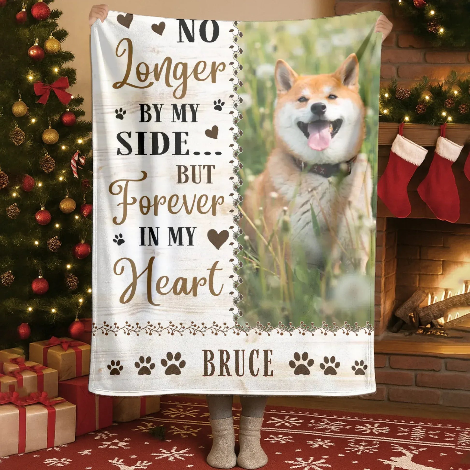 Personalized Blankets Blanket Custom KNT / White / 30x40in / 76x101cm No Longer By My Side But Forever In My Heart - Personalized Dog Memorial Photo Blanket