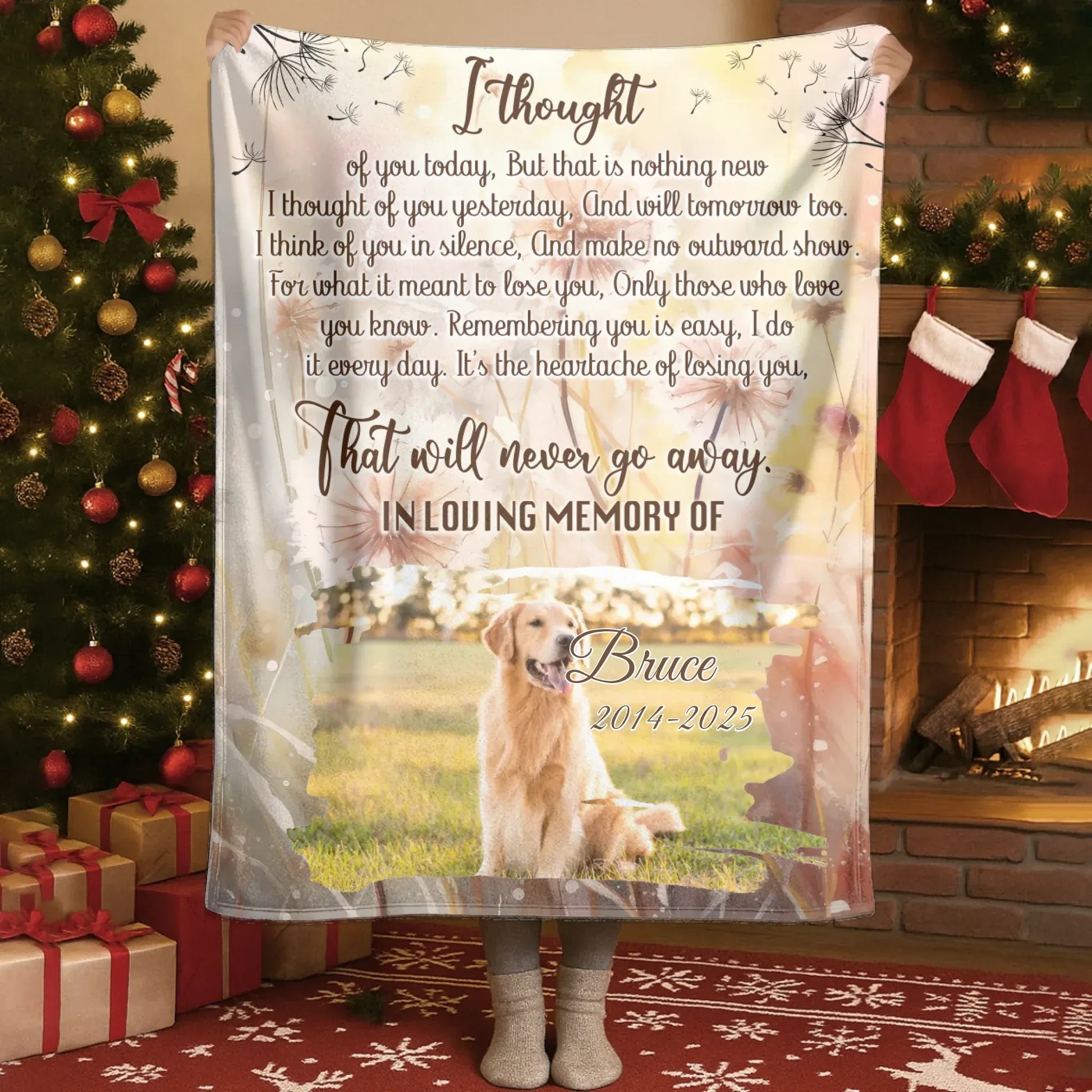 Personalized Blankets Blanket Custom KNT / White / 30x40in / 76x101cm I Thought Of You Today That Will Never Go Away - Personalized Dog Memorial Photo Blanket