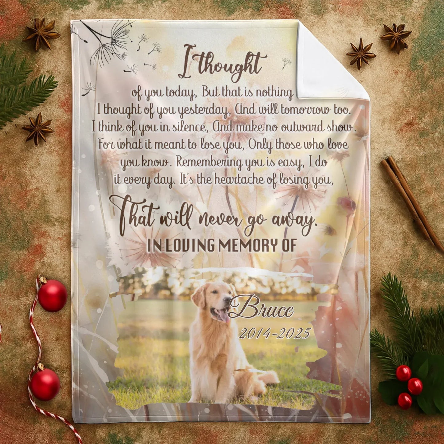Personalized Blankets I Thought Of You Today That Will Never Go Away - Personalized Dog Memorial Photo Blanket