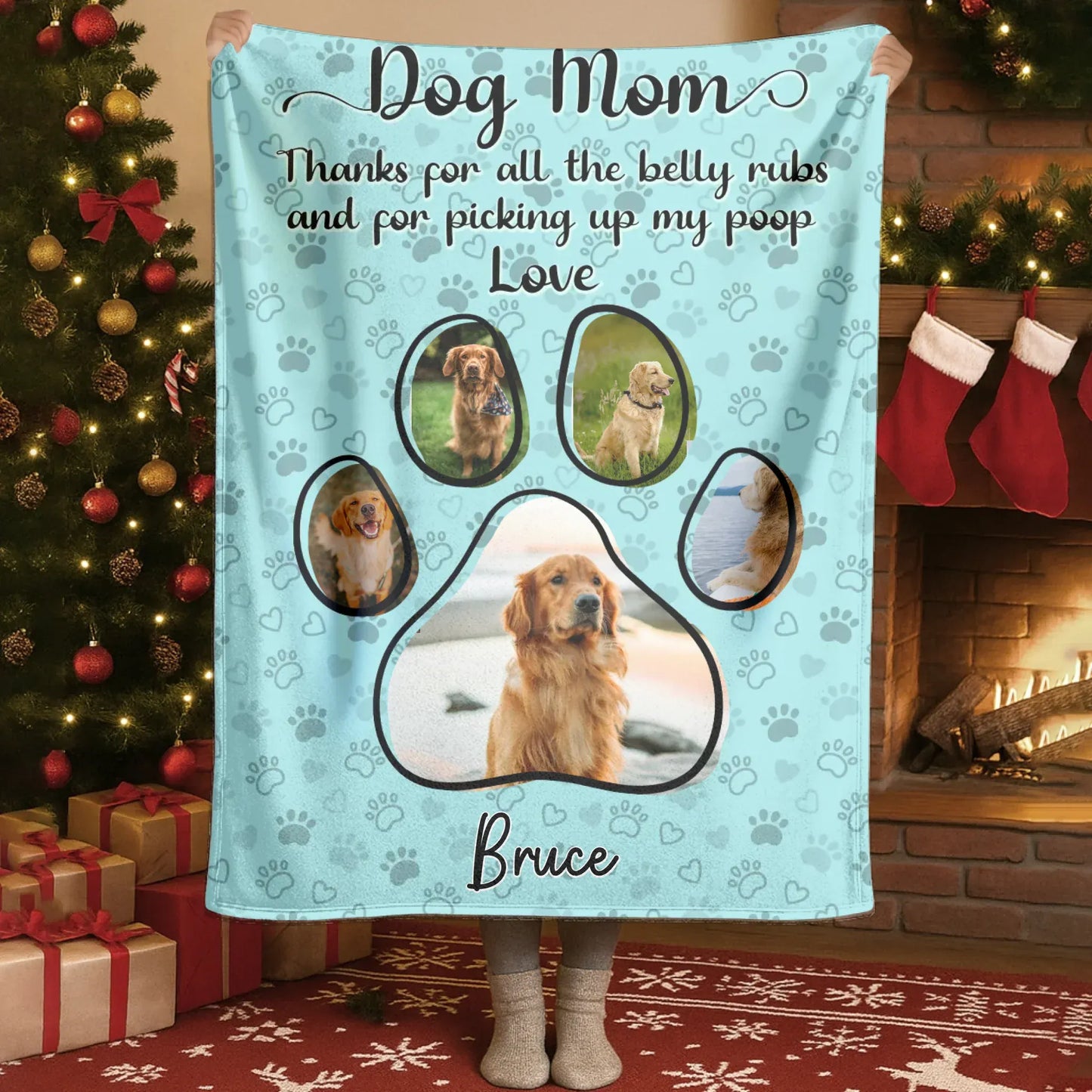 Personalized Blankets Blanket Custom KNT / White / 30x40in / 76x101cm Dog Mom Thanks For All The Belly Rubs - Personalized Dog Photo Blanket