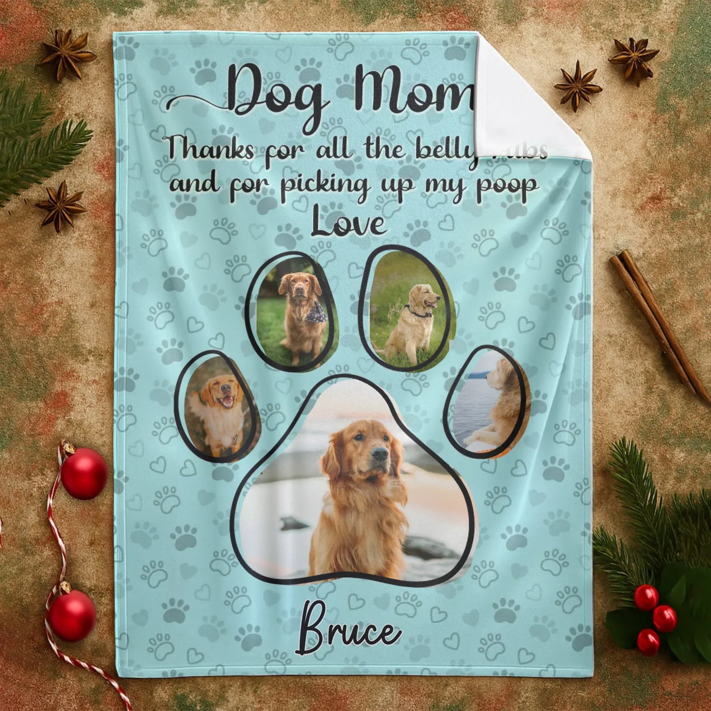 Personalized Blankets Dog Mom Thanks For All The Belly Rubs - Personalized Dog Photo Blanket