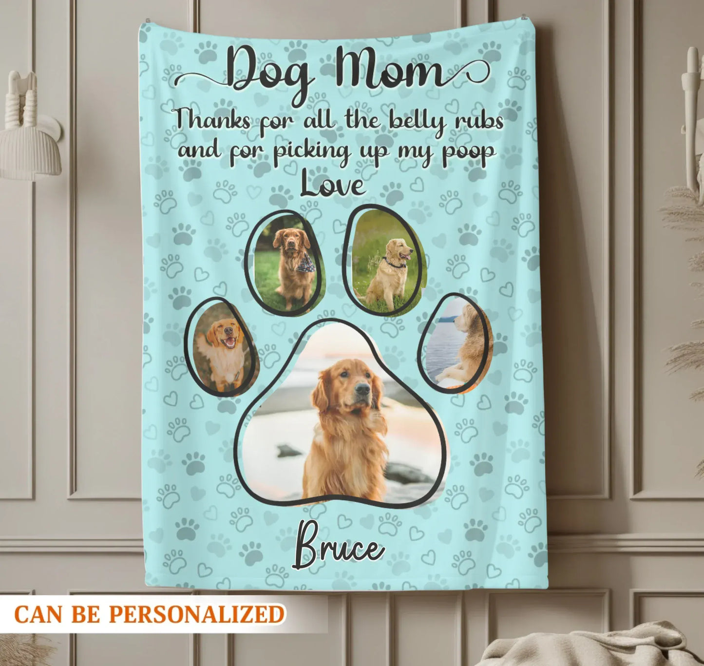 Personalized Blankets Dog Mom Thanks For All The Belly Rubs - Personalized Dog Photo Blanket