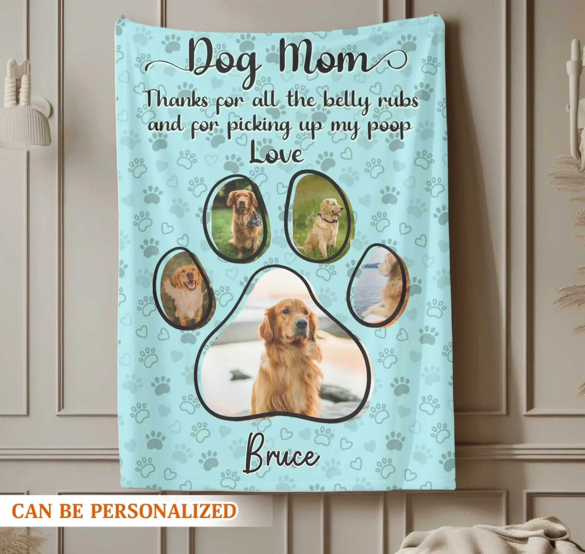 Personalized Blankets Dog Mom Thanks For All The Belly Rubs - Personalized Dog Photo Blanket