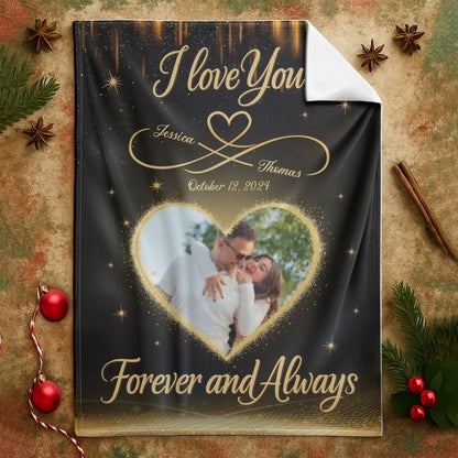 Personalized Blankets I Love You Forever And Always - Personalized Couple Photo Blanket