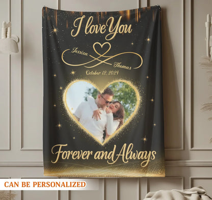 Personalized Blankets I Love You Forever And Always - Personalized Couple Photo Blanket
