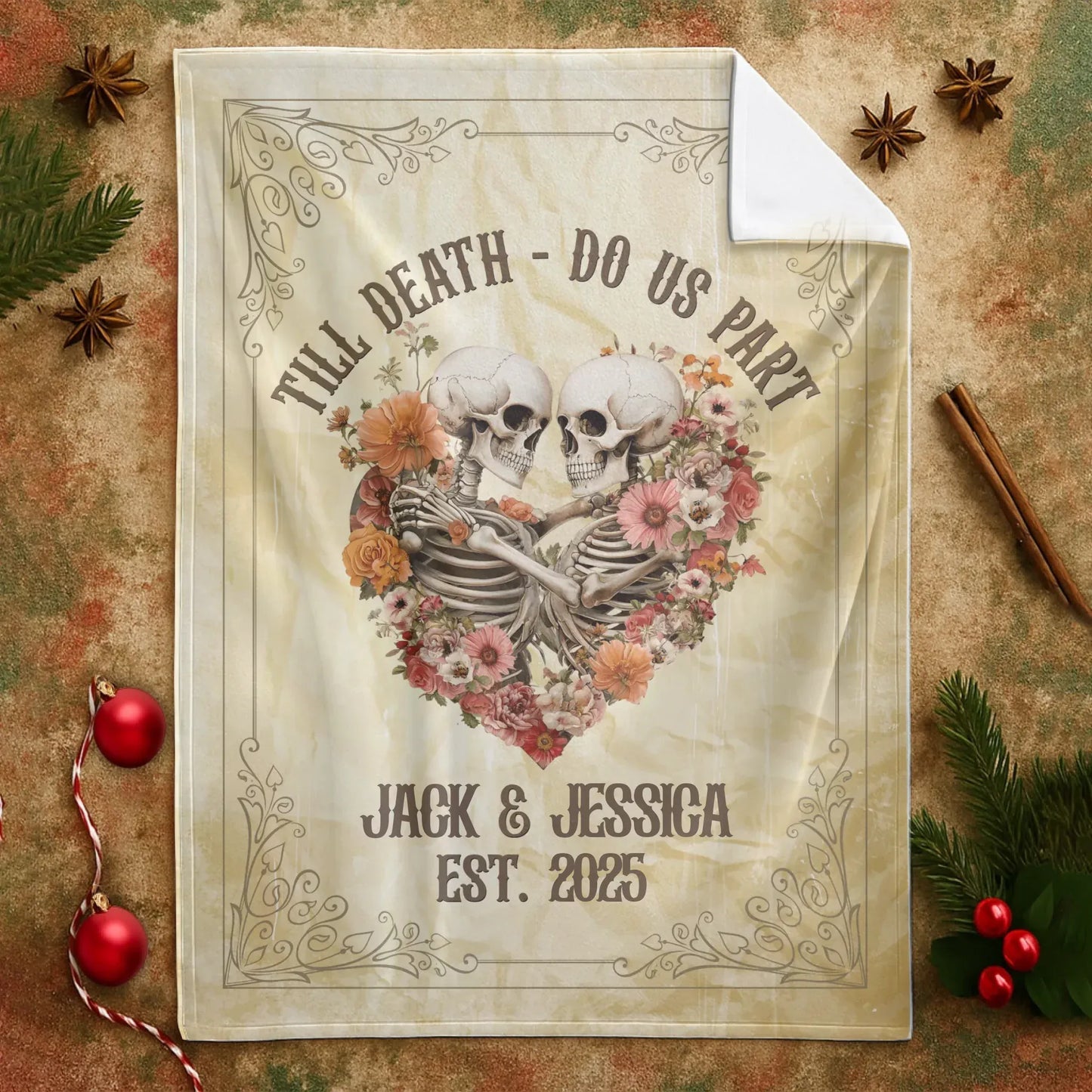 Personalized Blankets Till Death Do Us Part - Personalized Skeleton Couple Blanket