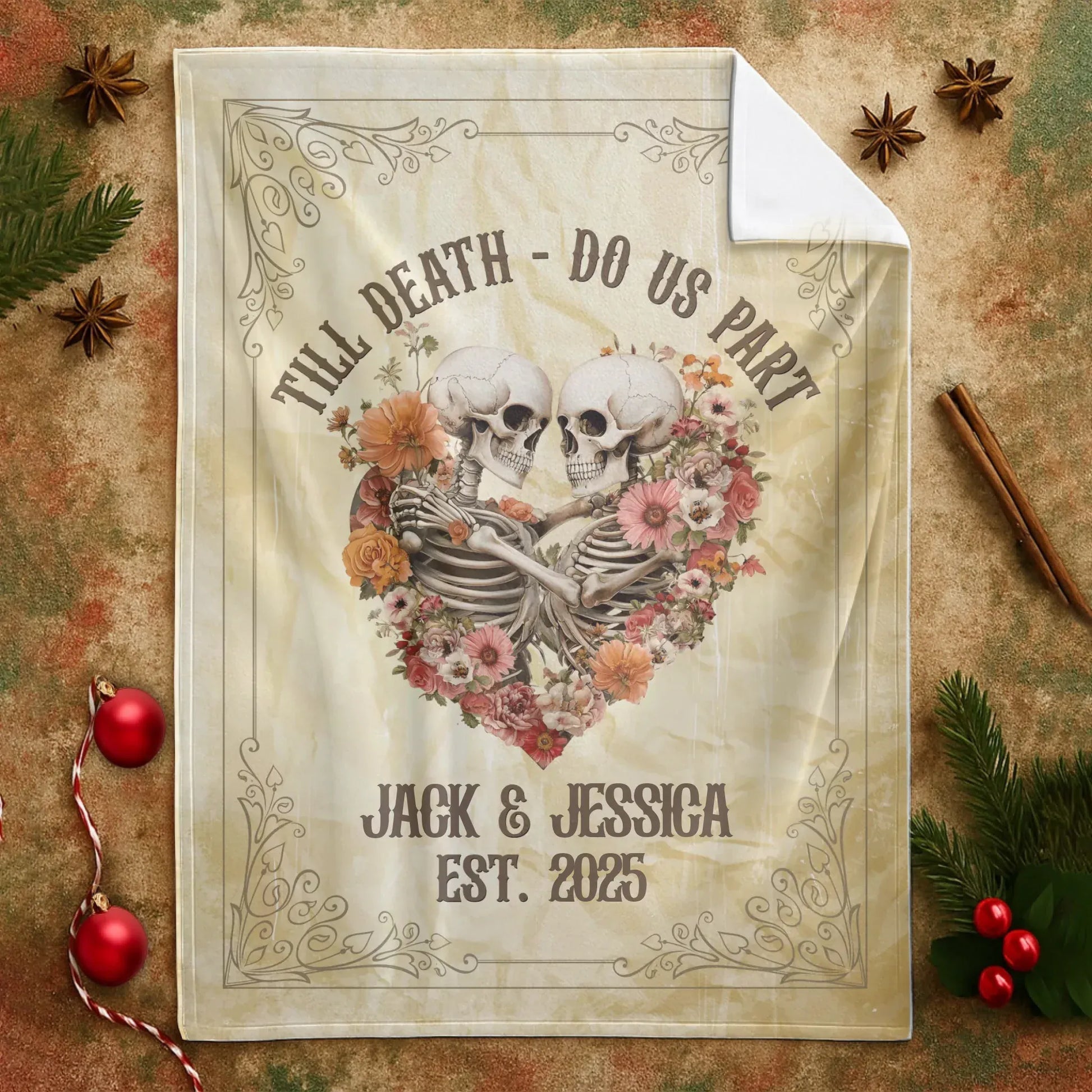 Personalized Blankets Till Death Do Us Part - Personalized Skeleton Couple Blanket