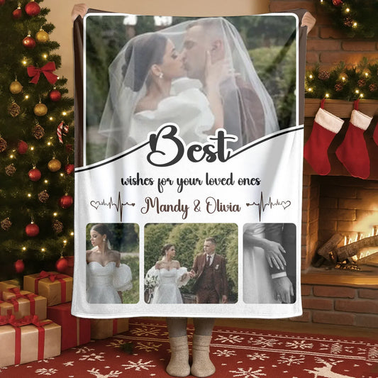 Personalized Blankets Blanket Custom KNT / White / 30x40in / 76x101cm Best Wishes For Your Loved Ones - Personalized Photo Custom Collage Blanket