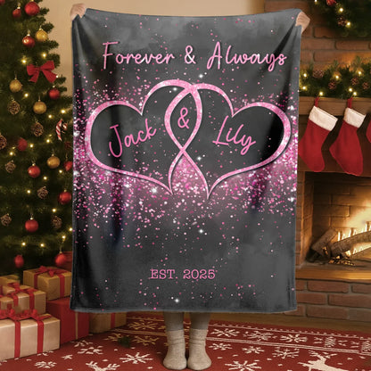 Personalized Blankets Blanket Custom KNT / White / 30x40in / 76x101cm Forever & Always My Love - Personalized Anniversary Couple Blanket