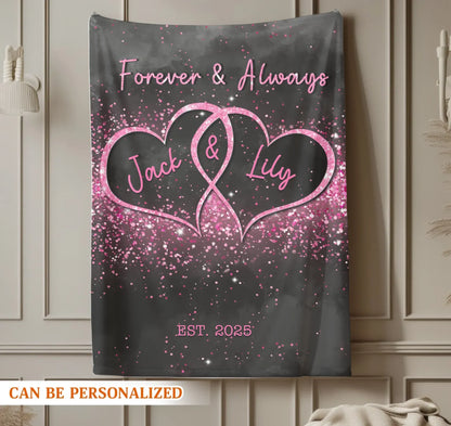 Personalized Blankets Forever & Always My Love - Personalized Anniversary Couple Blanket