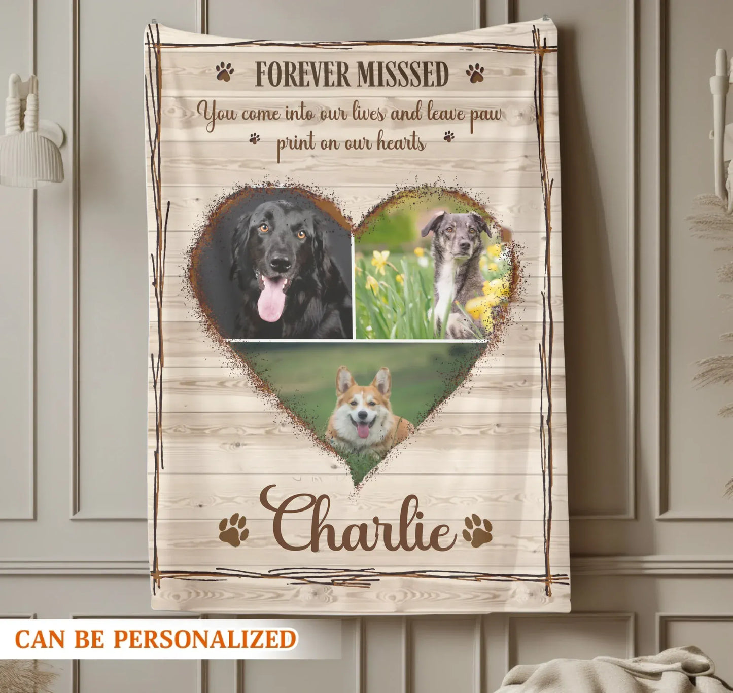 Personalized Blankets Blanket Custom KNT / White / 30x40in / 76x101cm Forever Missed You Leave Paw Print On Our Hearts - Personalized Dog Memorial Photo Blanket