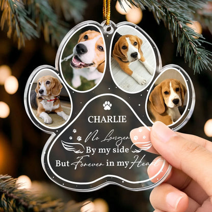 Personalized Ornaments Forever in My Heart, Pet Sympathy Gift - Personalized Dog Memorial Photo Ornament