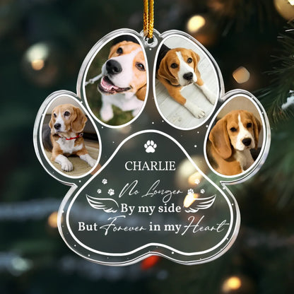 Personalized Ornaments Ornament Acrylic / Glass / 3.5in / 8.9cm Forever in My Heart, Pet Sympathy Gift - Personalized Dog Memorial Photo Ornament