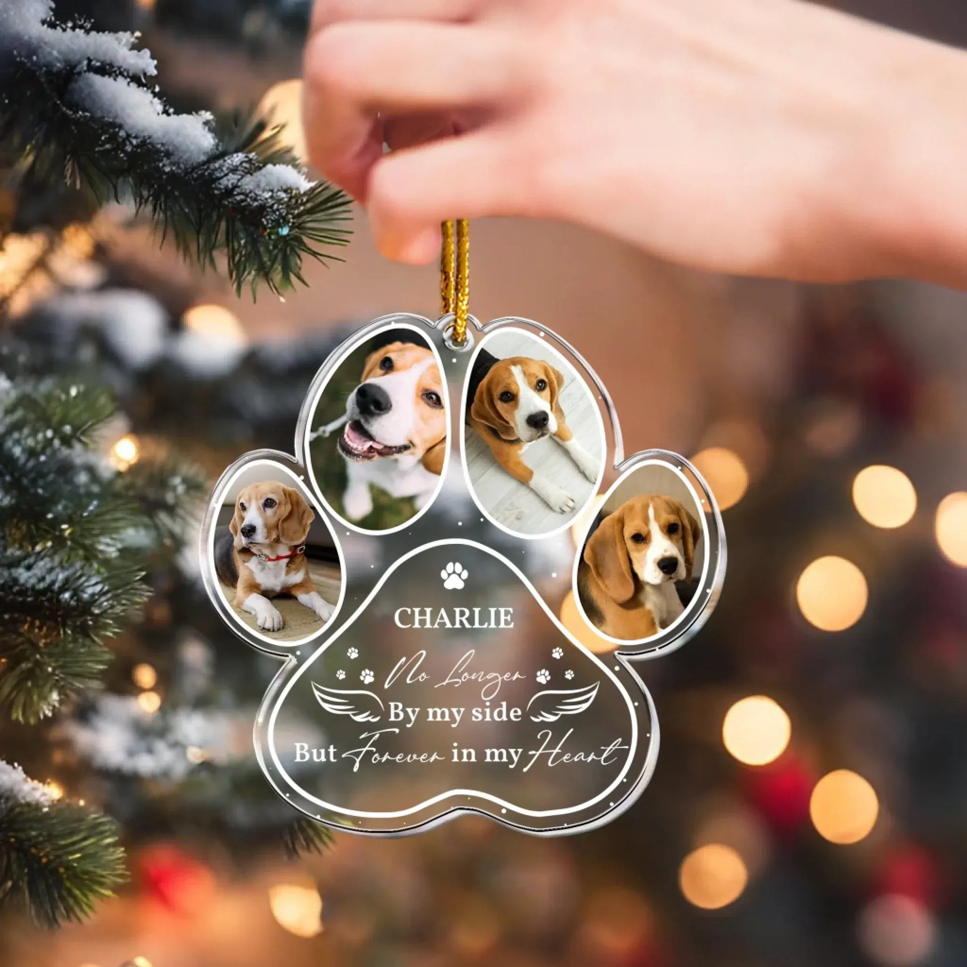 Personalized Ornaments Forever in My Heart, Pet Sympathy Gift - Personalized Dog Memorial Photo Ornament