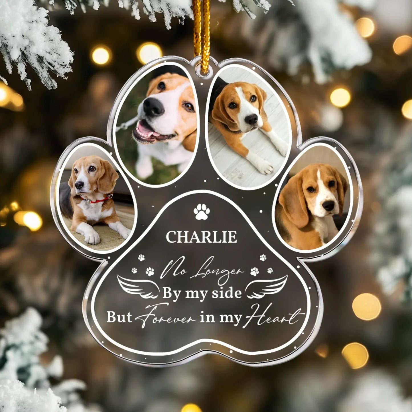 Personalized Ornaments Forever in My Heart, Pet Sympathy Gift - Personalized Dog Memorial Photo Ornament