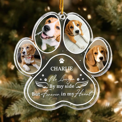 Personalized Ornaments Forever in My Heart, Pet Sympathy Gift - Personalized Dog Memorial Photo Ornament