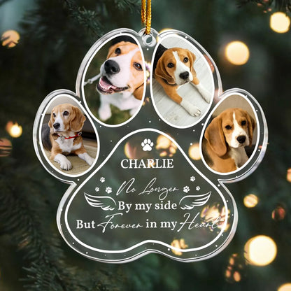 Personalized Ornaments Forever in My Heart, Pet Sympathy Gift - Personalized Dog Memorial Photo Ornament