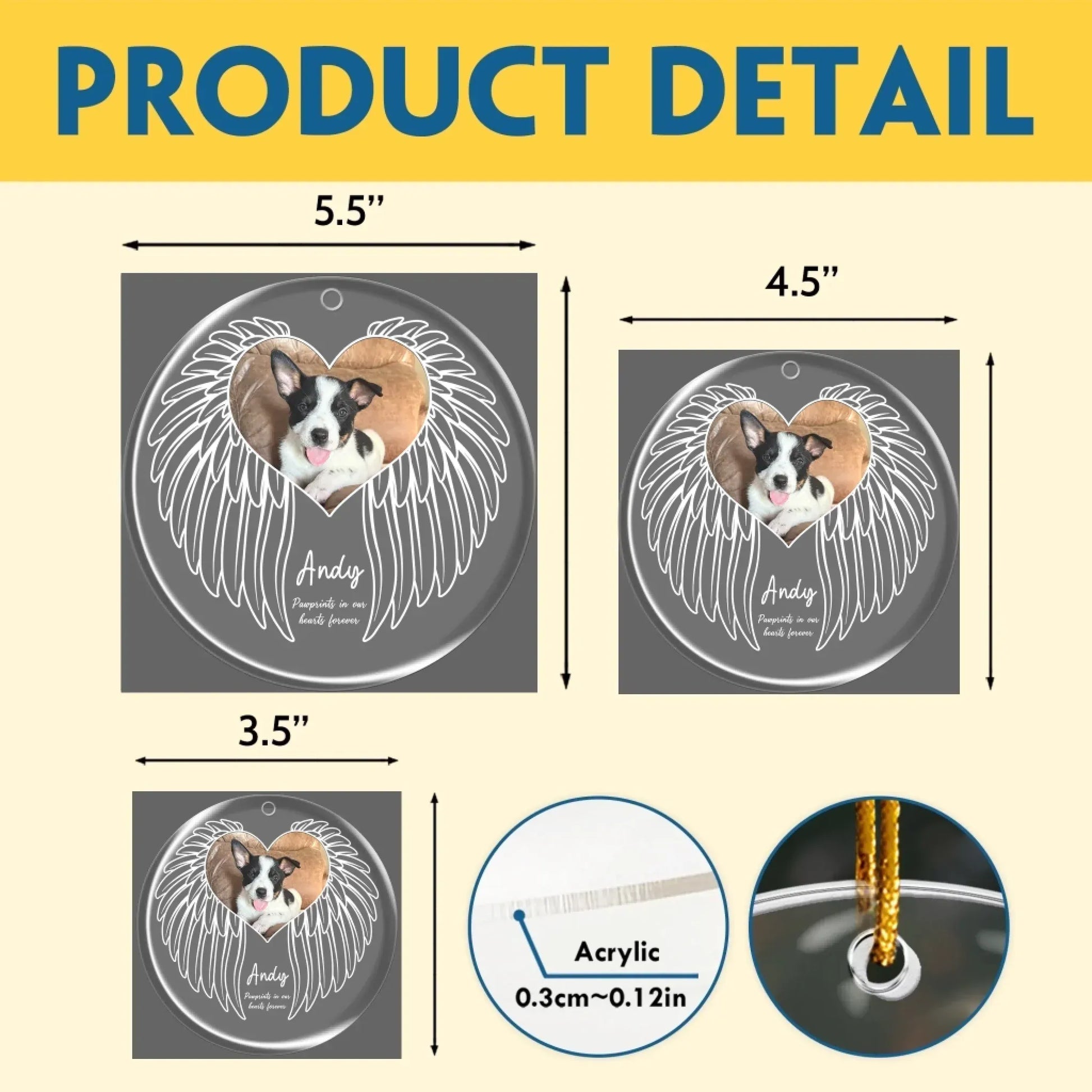 Personalized Ornaments Pawprints In Our Hearts Forever - Personalized Dog Memorial Photo Acrylic Ornament