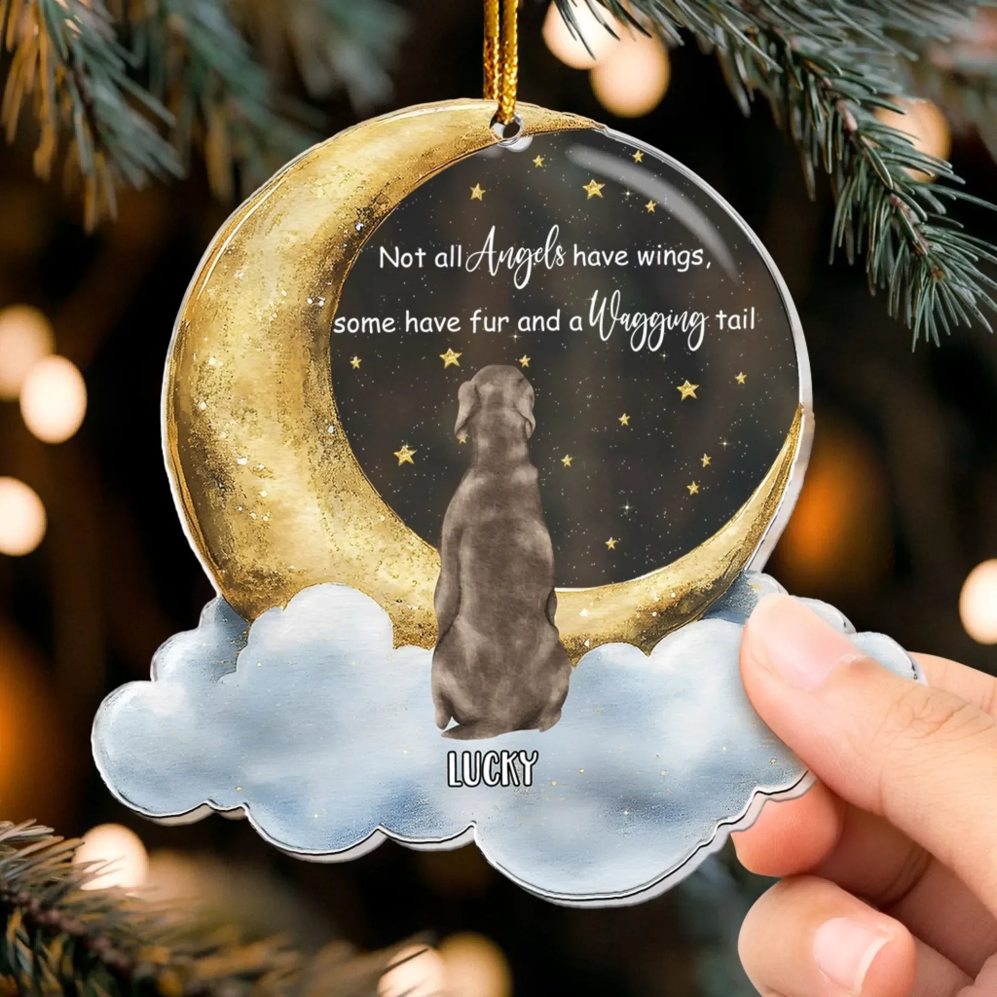 Personalized Ornaments Not All Angels Have Wings, Loss Of Pet, Pet Sympathy Gift - Personalized Dog Acrylic Ornament