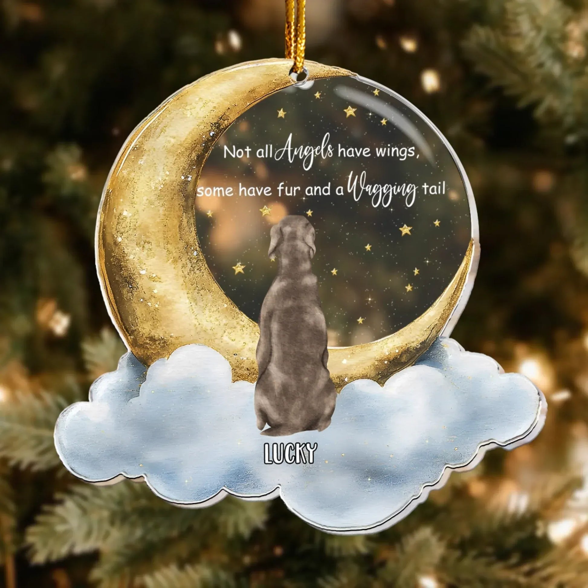 Personalized Ornaments Not All Angels Have Wings, Loss Of Pet, Pet Sympathy Gift - Personalized Dog Acrylic Ornament