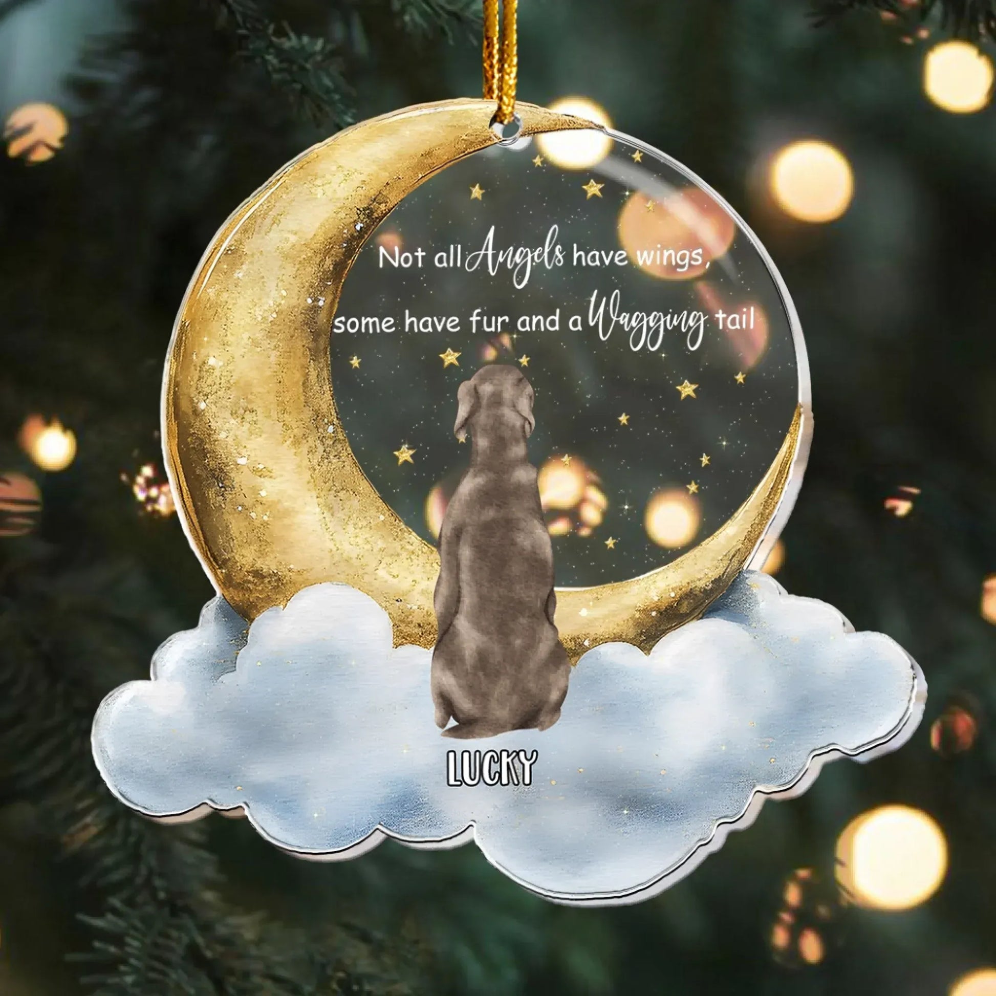 Personalized Ornaments Not All Angels Have Wings, Loss Of Pet, Pet Sympathy Gift - Personalized Dog Acrylic Ornament