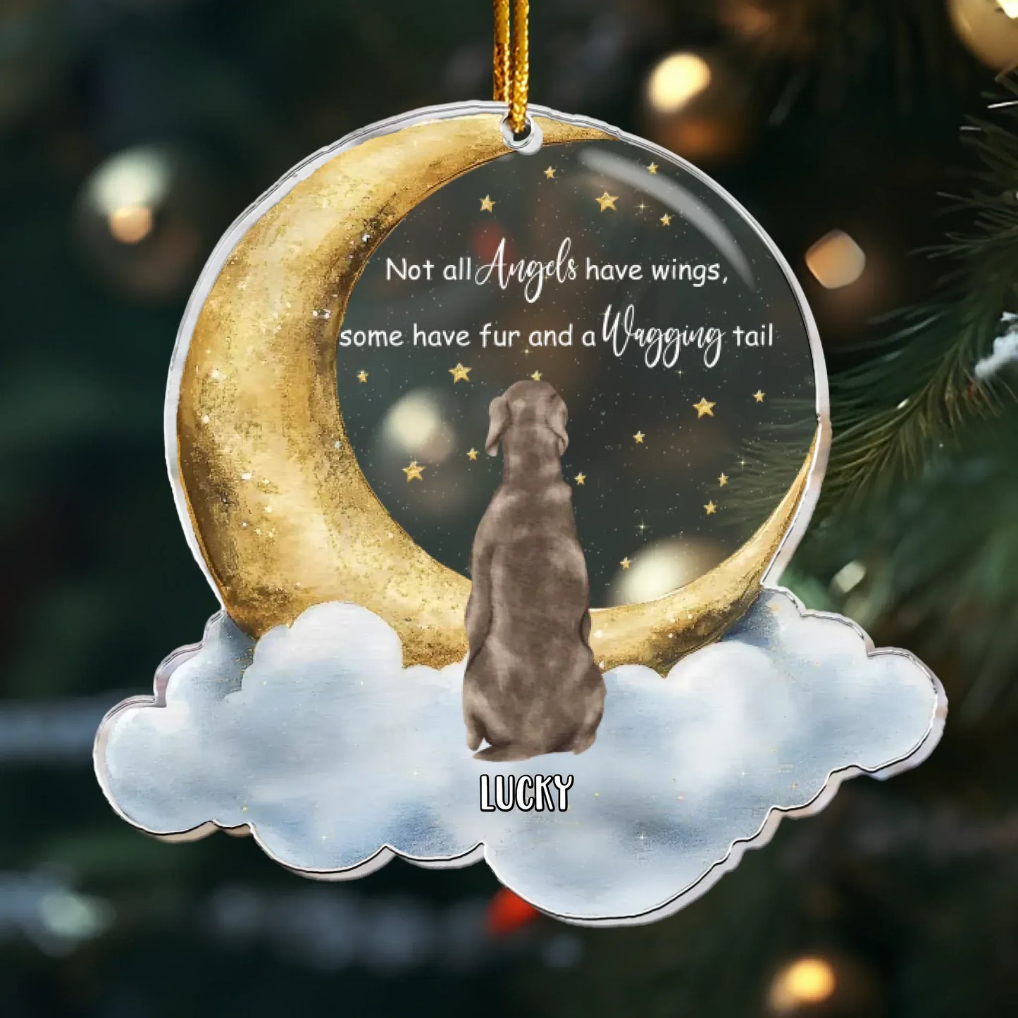 Personalized Ornaments Ornament Acrylic / Glass / 3.5in / 8.9cm Not All Angels Have Wings, Loss Of Pet, Pet Sympathy Gift - Personalized Dog Acrylic Ornament