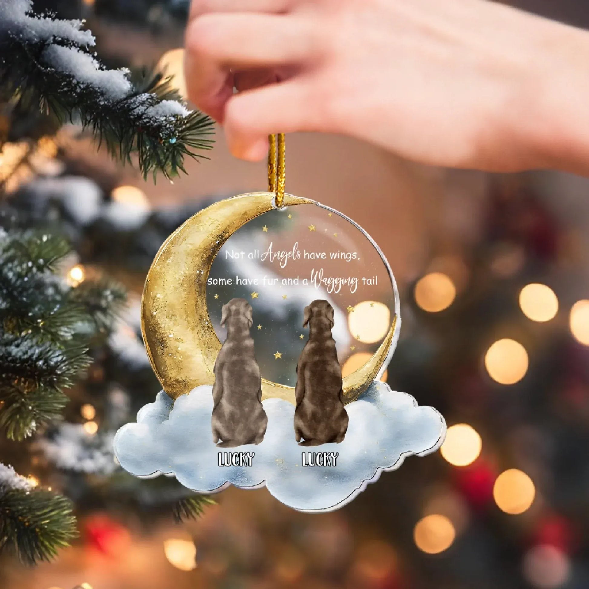 Personalized Ornaments Not All Angels Have Wings, Loss Of Pet, Pet Sympathy Gift - Personalized Dog Acrylic Ornament