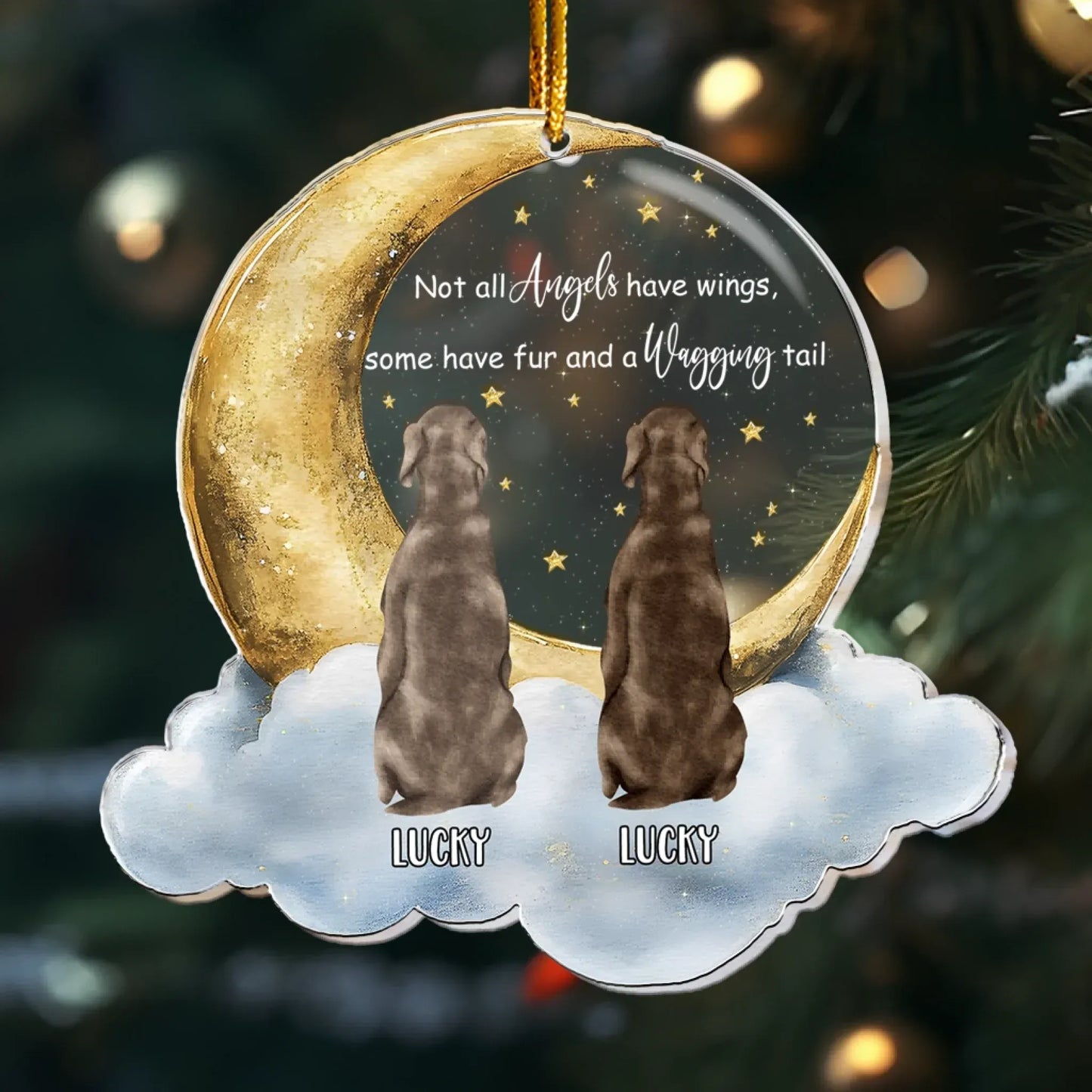 Personalized Ornaments Not All Angels Have Wings, Loss Of Pet, Pet Sympathy Gift - Personalized Dog Acrylic Ornament