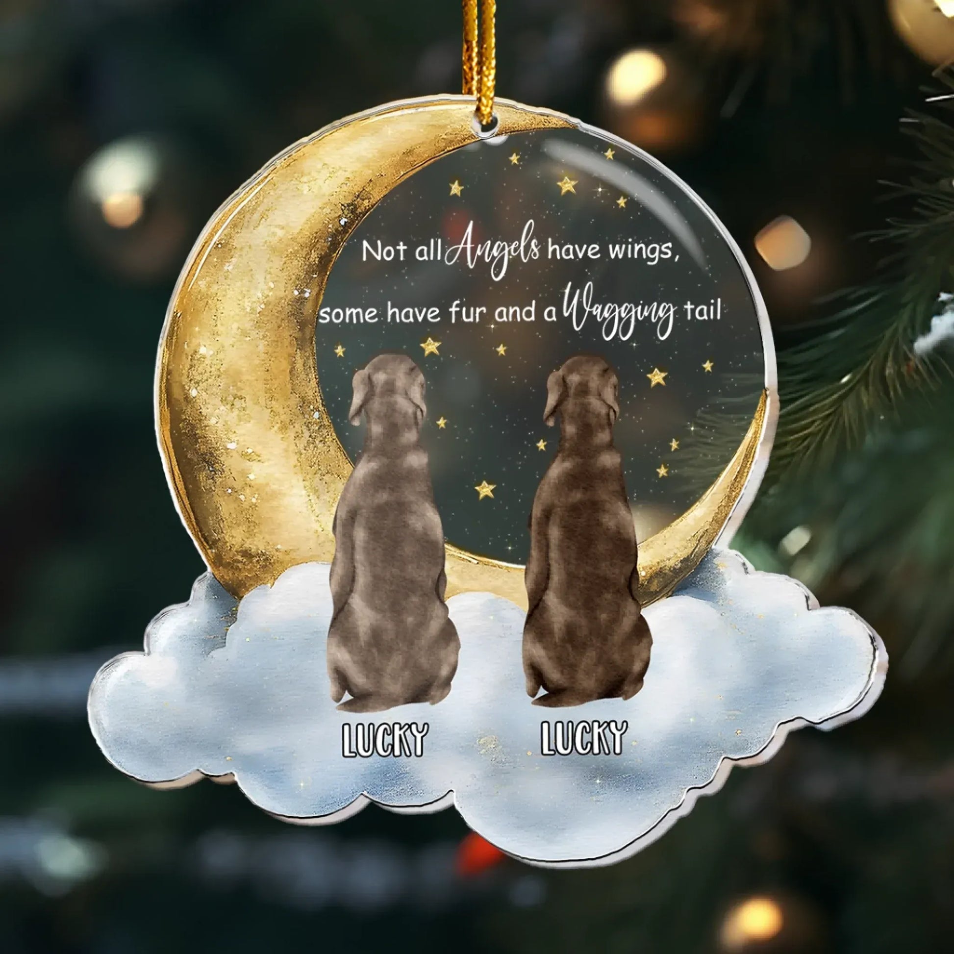Personalized Ornaments Not All Angels Have Wings, Loss Of Pet, Pet Sympathy Gift - Personalized Dog Acrylic Ornament